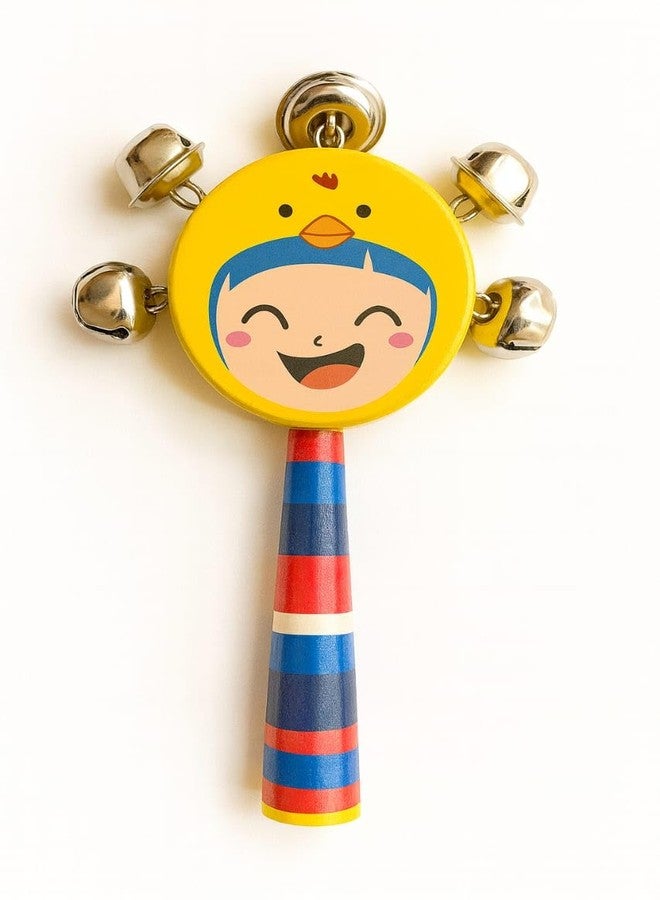 SMILE BABY Colorful Wooden Rainbow Baby Handle Jingle Bell Rattle Toys jhun jhuna (SMILYE-2) - Image 3